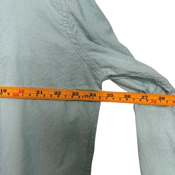 Onia Men’s Teal Mint Blue Linen Blend Casual Long Sleeve Button Down Size XL - Picture 9 of 11